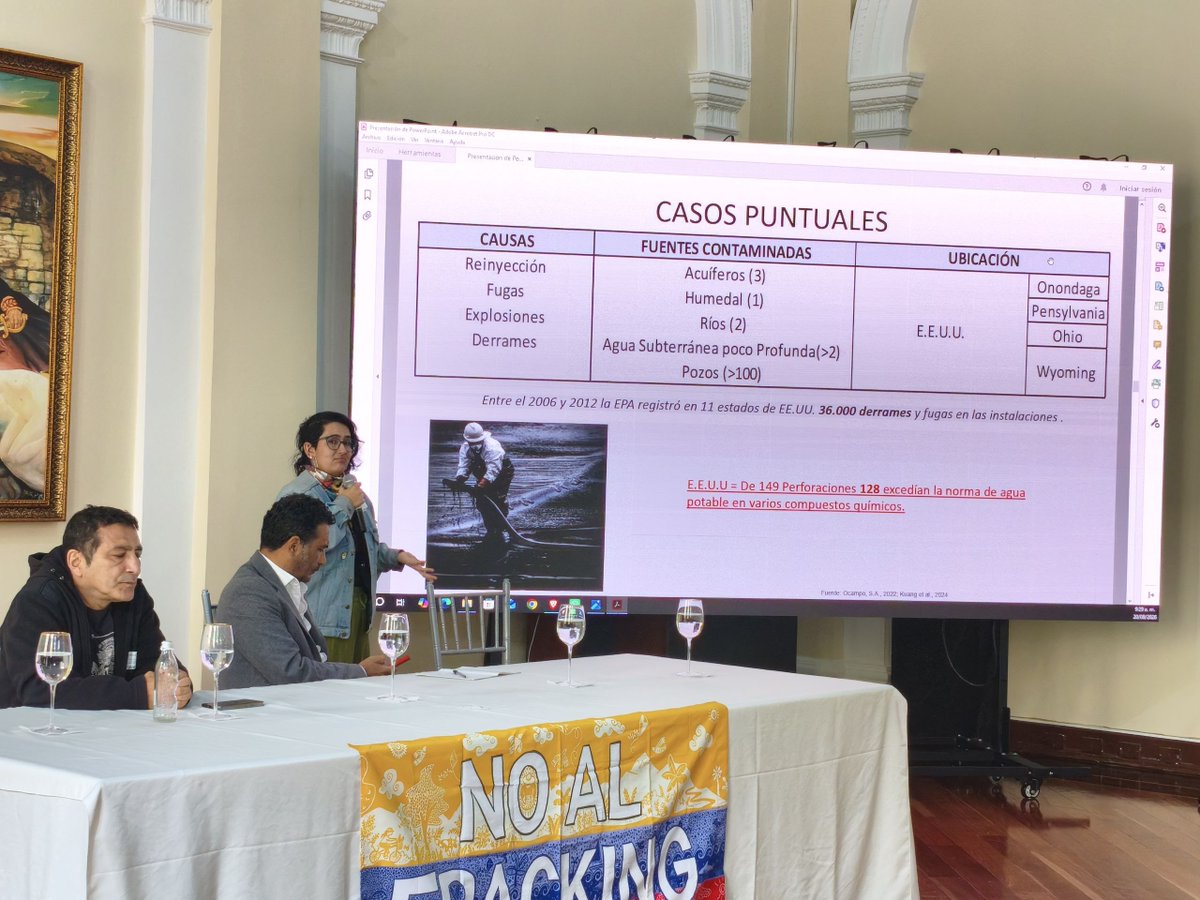 NoFrackingEnCol's tweet photo. Sigue el Panel 1 🧵 Del cómo funciona la técnica pasamos a la pregunta que decide el debate en Colombia. ¿Qué le pasa al agua? 💧 https://t.co/NmkzahYUrp