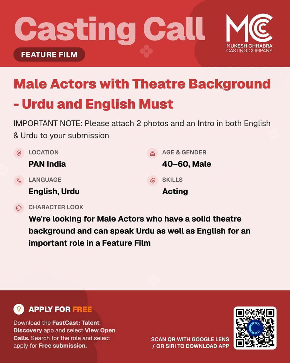 TrueFilmLovers's tweet photo. Audition/Casting/CrewCall #TFL

#Fauzi #Raaka #Ramayana #Varanasi #ToxicTheMovie #SpiderMan #Khalifa2 #TestMuConf #Haiwaan #Awarapan2 #NayyiNavelli

Cont: https://t.co/SNVvLky3Rm 

Note: We, not related to post by any means
Not responsible if any mis-doing

by @MukeshChhabraCC https://t.co/kApJEfUV8Z