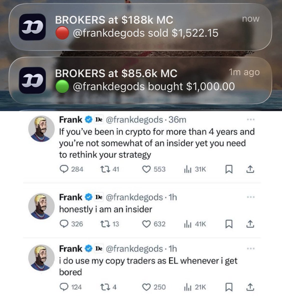 MidCurveMortal's tweet photo. So @frankdegods was an UNDISCLOSED FOMO app affiliate after all? 

50% boosted fees over the average user....

Is this why FOMOs fees are ridiculously high? To enrich the app's seed investors as they actively farm it's userbase? https://t.co/gheQihDHVt