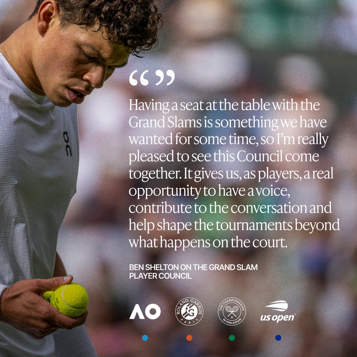 Wimbledon's tweet photo. Introducing the Grand Slam Player Advisory Council, launching after the 2026 US Open. 

The Council will provide a new platform for players and the Grand Slams to work together to shape the future of the tournaments and advance our shared goal of greater player support.

Find out more: https://t.co/FQUTT6wI2y