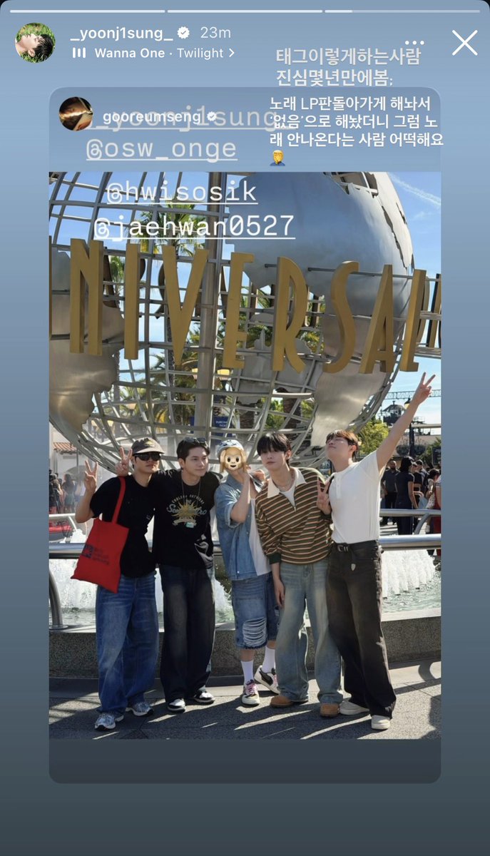 WANNABOND's tweet photo. 260820 Sungwoon, Jisung, Seongwu, Daehwi, Jaehwan #하성운 #윤지성 #옹성우 #이대휘 #김재환 

🐧: Honestly, it's been years since I last saw someone tag like this🤦

#WANNABOND #WannaOne #워너원 https://t.co/eaCerztcWe