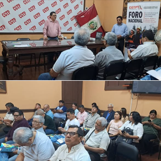 JovenCgtp's tweet photo. A 15 años de la Ley de Seguridad y Salud en el Trabajo, la CGTP coloca en debate la agenda de prevención de riesgos y la protección en SST.
#AlertaSindical #Labor #SeguridadYSaludEnElTrabajo #OIT #DerechosLaborales https://t.co/vyEzAbBOTU