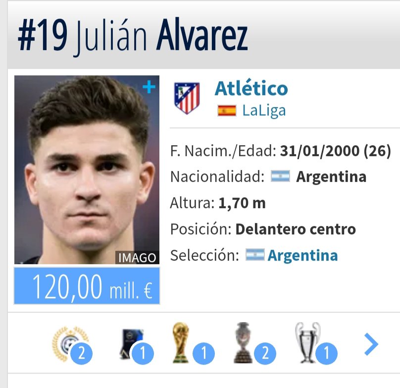 RoyNaldinhoR10's tweet photo. Es curioso que el valor de Julián Álvarez haya subido de 90 a 120M€ tras la oferta de 100M€ del Barça después firmar una de sus peores temporadas.

Transfermark es una mentira tan grande como las 15 Champions del Madrid. https://t.co/aOt9Rpqy8m