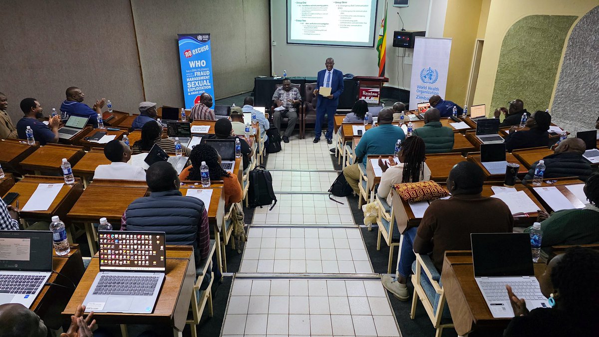WHO_Zimbabwe's tweet photo. @MoHCCZim with WHO support, convened a National Health Emergency Response Operations Plan workshop in Kadoma. Opened by Chief Director for Public Health Dr Celestino Dhege, the workshop aims to define common processes &amp; responsibilities for health emergency responses in Zimbabwe. https://t.co/ZEad3vMj4l