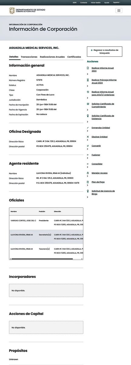 Fe_HumoLandia's tweet photo. Los suegros de Jenniffer González, han obtenido casi seis millones de dólares en contratos, atravez de su Centro de Salud, el cuál se llama AGUADILLA MEDICAL SERVICES, INC. El últimos se lo otorgaron el pasado 03 de agosto, este es con el Fondo del Seguro del Estado, y es por una cuantía de ciento ochenta mil dólares y termina el 30 de junio del 2028. Cabe destacar que, en esa agencia es donde más contratos y billetes les han dado, desde la administración de Luis Fortuño, hasta el sol de hoy.

El segundo que le han otorgado bajo esta administración, es con el Departamento del Trabajo y Recursos Humanos, exactamente, el 16 de octubre del año pasado, y estuvo activo hasta el 30 de junio del 2026. Por éste le dieron, veinticinco mil dolares.

En la otra agencia que más contratos y billetes les han dado, es la Administración de Compensaciones por Accidentes de Automóviles, el primero que le otorgaron fue por un millón de dólares, este duro diez años activo. Comenzó el 30 de julio del 2010, y término el 29 de julio del 2020. La administradora es Meicy Vargas Llavona, quien es su cuñada.

Aquí les dejo toda la información, junto al registro de contratos.