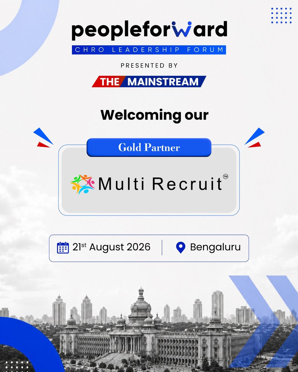 MultiRecruit's tweet photo. Proud to be the Gold Partner for #PeopleForward2026, bringing together India’s leading HR leaders to discuss talent, leadership, workforce transformation, and the future of work.

Looking forward to insightful conversations in Bengaluru tomorrow.

#MultiRecruit #HRleadership https://t.co/7oYpkvZiTy