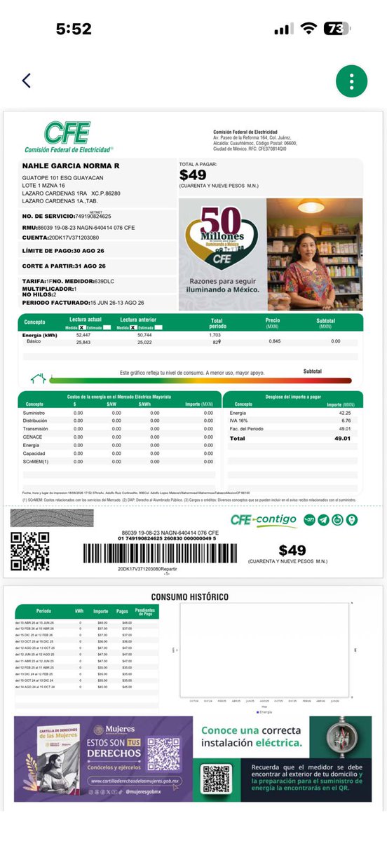 acastagne's tweet photo. Rocío Nahle @rocionahle ya pagó el recibo de luz de su mansión ubicada en el fraccionamiento “El Country” en Villahermosa, Tabasco ?

No le vayan acortar el servicio. Este bimestre le llegó por $49.00 pesos, que equivale a $24.50 pesos mensuales.

Quienes de ustedes que me leen pagan esa cantidad ?