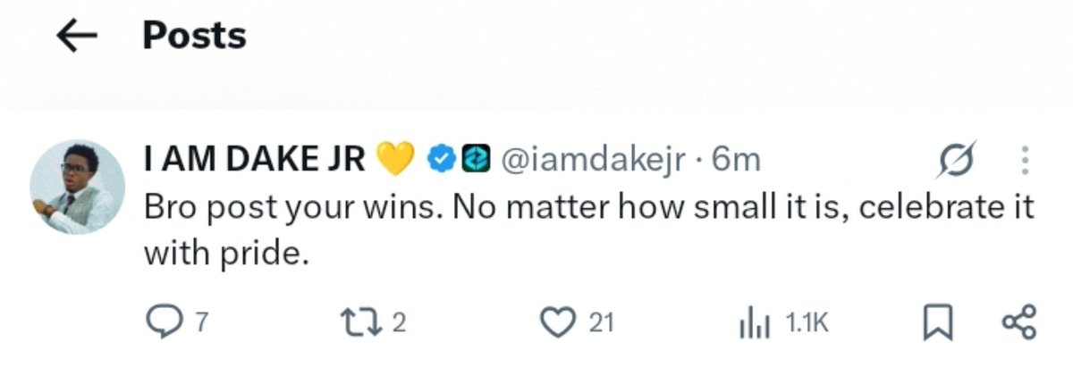 BleevNationX's tweet photo. If you can celebrate your small win , definitely you can celebrate your big win 

You start winning when you celebrate that little mile stone you took.

Celebrate it with pride bro ✅ https://t.co/35Y226Afwi