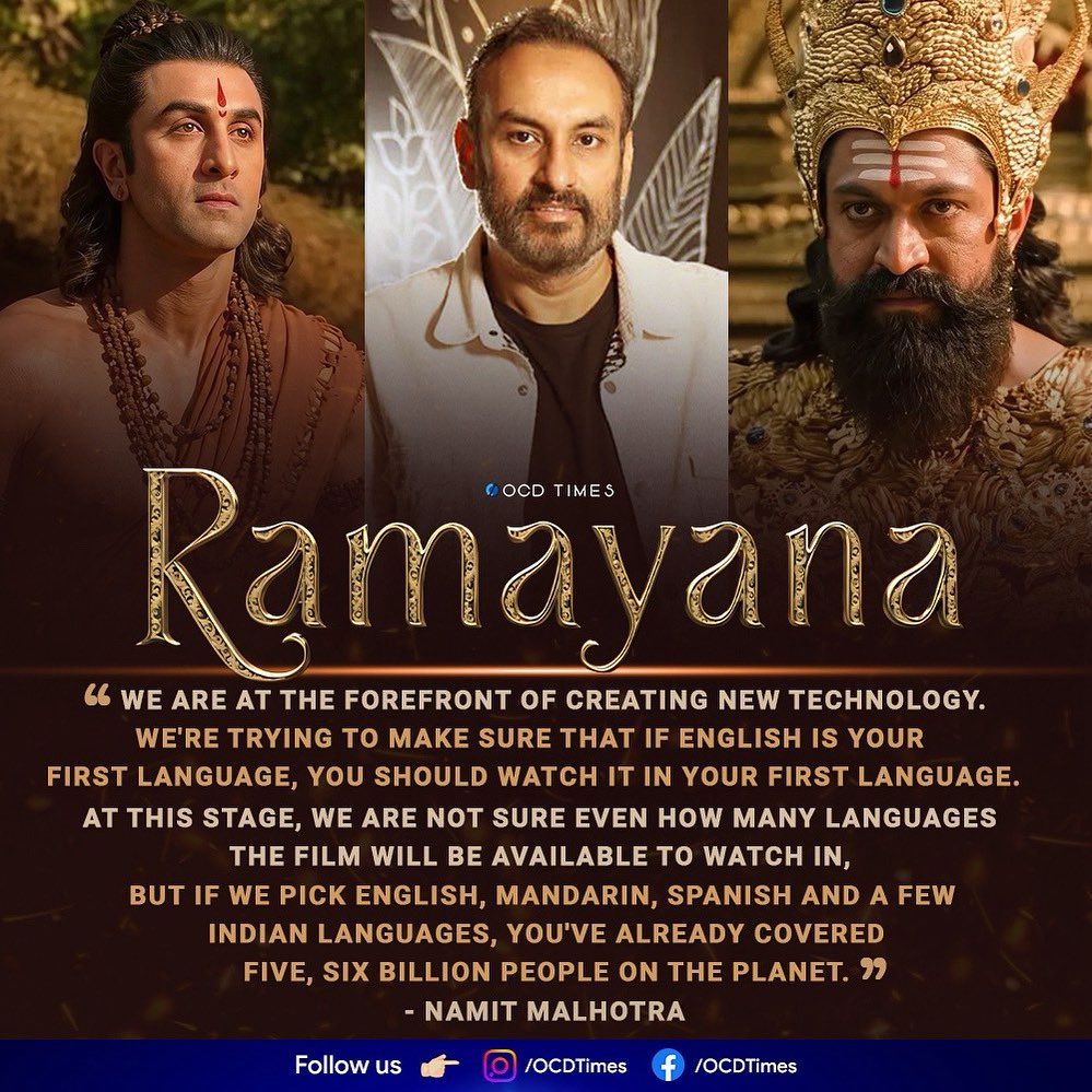 ocdtimes's tweet photo. Brahma AI 🙏🏻🏹
.
#OCDTimes #NamitMalhotra #NiteshTiwari #RanbirKapoor #Yash #SaiPallavi #SunnyDeol #RakulPreetSingh #KunalKapoor #VivekOberoi #RavieDubey #ArunGovil #PrimeFocus #DNEG #MonsterMindCreations #Ramayana #DharmaProductions #Tseries https://t.co/5Id0ZysWPO