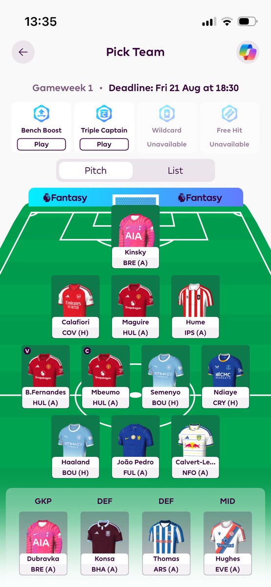 FPLJack4's tweet photo. @FPL_Tay Still deciding whether Semenyo is worth it as my defense is very weak. Thinking of bringing in Wirtz or Tzolis. Who do u think is better and what would u spend the extra money on? https://t.co/2vr9LVhrfI
