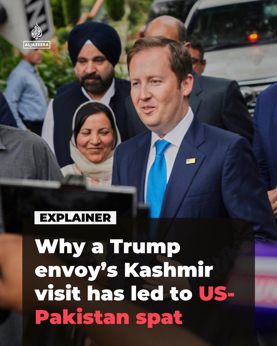 AJEnglish's tweet photo. Pakistan has summoned the top US diplomat in Islamabad on Wednesday, hours after US Ambassador to India, Sergio Gor, described Indian-administered Kashmir as “an important part of India” during his first visit to the territory.

Here's what we know https://t.co/z35CLYS4Et https://t.co/LFh5IzyBJK