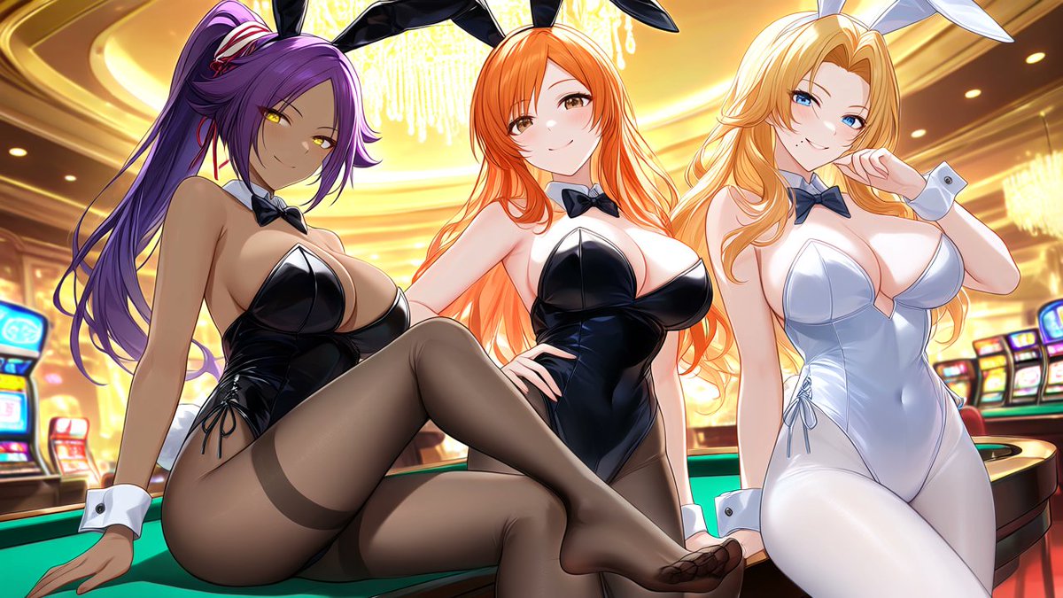 Marvelloxx's tweet photo. Some more Bleach Waifus as Bunnys.
We have Yoruichi with her beautiful Feet in full view
We have Orihime in a black Bunny suit
And we have Rangiku in a nice White Bunny outfit.

#bleach #yoruichi #YoruichiShihōin #orihime #rangiku #bunnygirl #bunny #bunnysuit #feetfetısh #feet https://t.co/YOWjvpWxqF