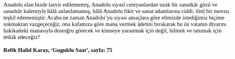 mubaser's tweet photo. Refik Halid Karay, Anadolu'yu ideolojik emellere, siyasî hesaplara alet edilmesini eleştirir. https://t.co/MEHdIrjOKX
