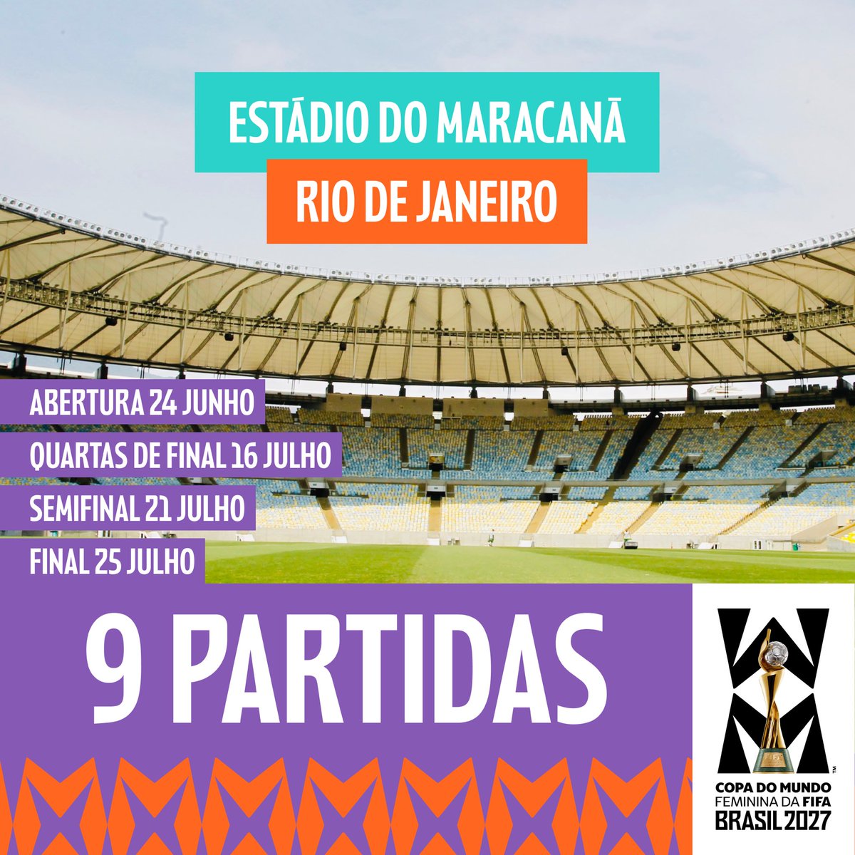 maracana's tweet photo. Nove partidas na Casa do Inesquecível! 🏟️

O Maracanã também será palco da Cerimônia de Abertura e da Grande Final da Copa do Mundo Feminina da FIFA 2027™️.

Um momento histórico para o futebol feminino e para o esporte no Brasil. 🇧🇷🏆

#FIFAWWC #VaiSerEpico https://t.co/uPPx2tgZdv