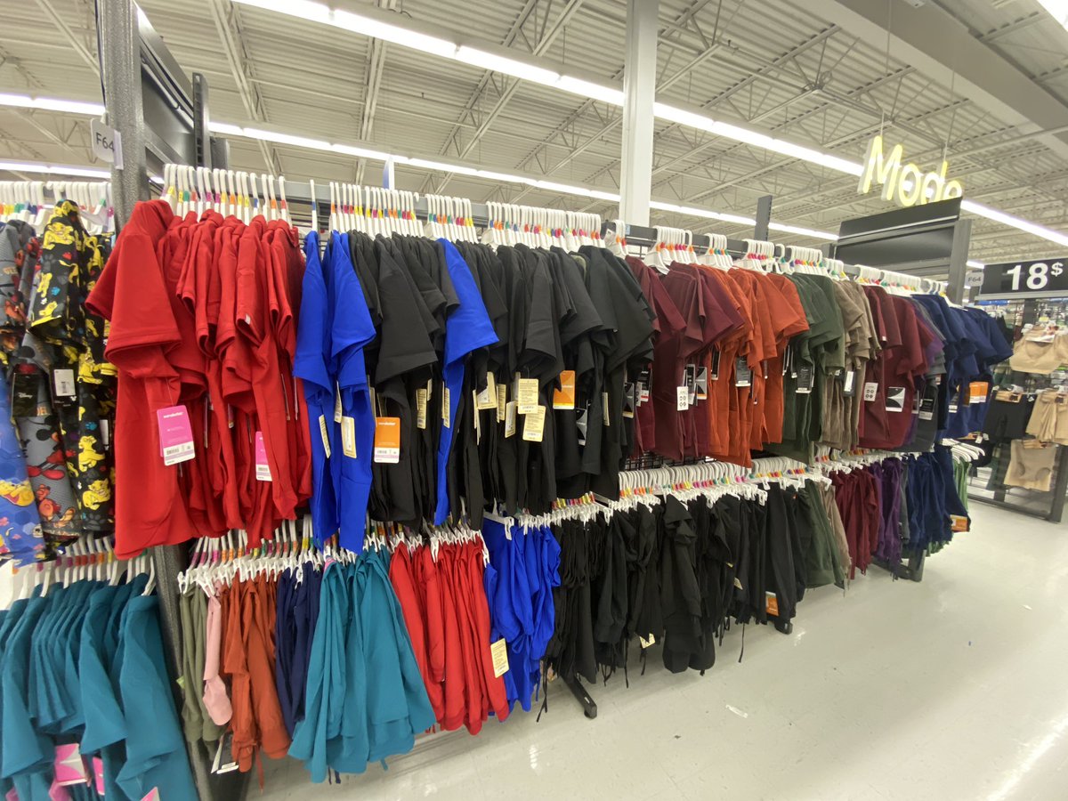gymshart's tweet photo. random Walmart in St Jean sur Richelieu absolutely mogging every Walmart back home wtf look at this scrub selection dawg https://t.co/t647Rs1135