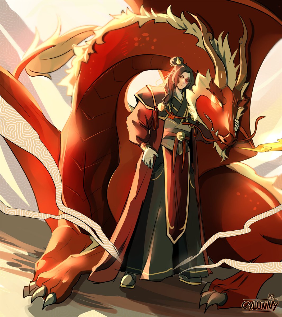 Cylunny's tweet photo. Dragon dad Zuko is fun to imagine. Druk must have been teeny once!🥺

#zuko #fanart #atla #druk https://t.co/31o20Rae6T