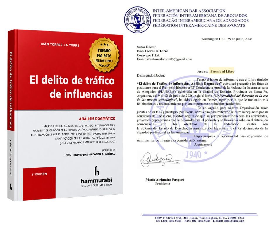 InstitutoIPADEP's tweet photo. 𝐂𝐞𝐥𝐞𝐛𝐫𝐚𝐦𝐨𝐬 𝐞𝐥 𝐦𝐚́𝐱𝐢𝐦𝐨 𝐠𝐚𝐥𝐚𝐫𝐝𝐨́𝐧 𝐢𝐧𝐭𝐞𝐫𝐧𝐚𝐜𝐢𝐨𝐧𝐚𝐥 𝐩𝐚𝐫𝐚 𝐧𝐮𝐞𝐬𝐭𝐫𝐨 𝐏𝐫𝐞𝐬𝐢𝐝𝐞𝐧𝐭𝐞 𝐝𝐞𝐥 𝐂𝐚𝐩í𝐭𝐮𝐥𝐨 𝐏𝐞𝐫𝐮́, 𝐞𝐥 𝐌𝐚𝐞𝐬𝐭𝐫𝐨 𝐈𝐯𝐚́𝐧 𝐓𝐨𝐫𝐫𝐞𝐬 𝐋𝐚 𝐓𝐨𝐫𝐫𝐞. #abogados #derecho #derechopenal #facultadderecho https://t.co/toDZLbhC3Y