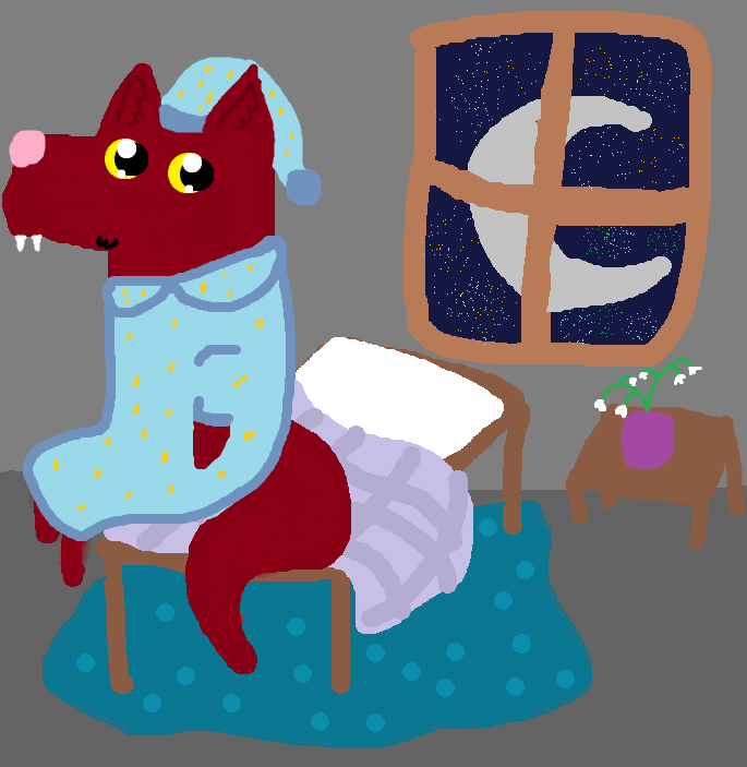 Diathemond's tweet photo. Sharing my BAD 5 minute paint drawings until Valko comes back DAY FOURTEEN!

After the fun day with Mr Manylegs, Wolg has made it home and is ready to rest. Who knows what more adventures await him tomorrow? 

#全世界都爱敖尹 #BringBackValko #ValkoIsLoved #YourWolfieBoyfriend #Barkcott