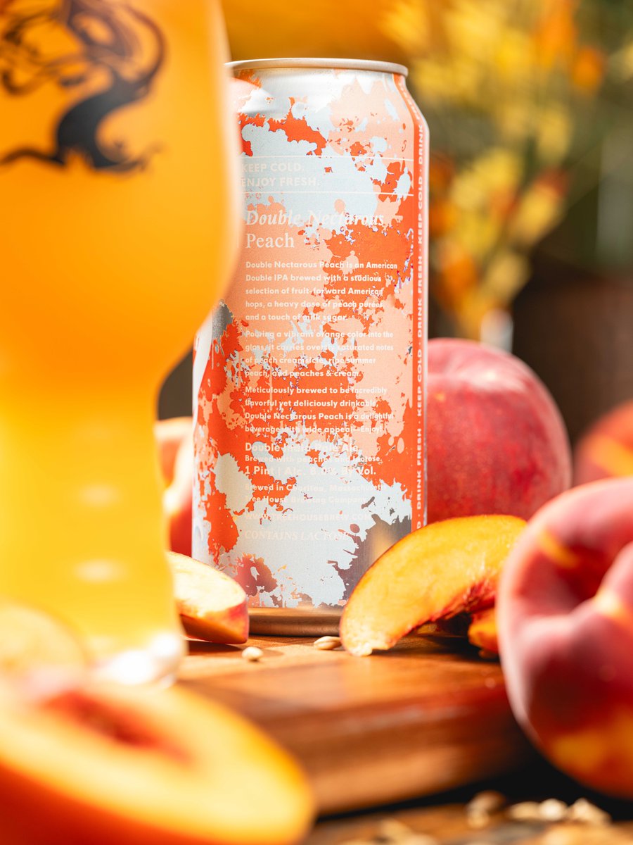 TreeHouseBrewCo's tweet photo. After a four year wait - a fresh batch of Double Nectarous Peach!

🪜🌳 The best fruit is at the tippy top.

Double Nectarous Peach is a Double IPA conditioned on fresh peach puree! It bursts with notes of peach crumble, orange creamsicle, tropical fruit salad, and mango cream.

We blend some of our favorite tropical hops and add a dash of milk sugar during the boil, which creates a smooth and creamy body. 

Worth the climb.