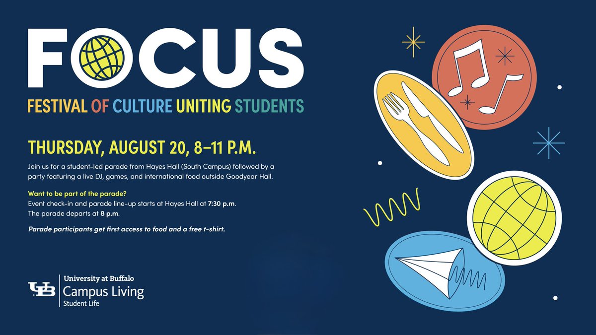 UBStudentExp's tweet photo. Be part of the festival TONIGHT! Line up at Hayes Hall at 7:30pm and parade to Goodyear Hall for a party featuring a live DJ, FREE international food, games, and more!

The parade starts at 8pm #UBuffalo https://t.co/7Tq7U4JIg3