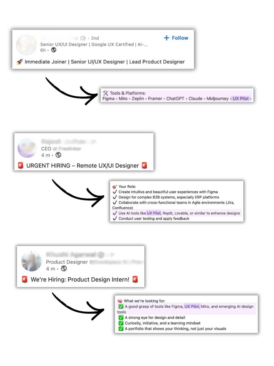 AdamFard_'s tweet photo. who would have thought that, in just a few years, a product that started as a side project would be mentioned in job postings!

@uxpilotai is THE design tool ⚡️ https://t.co/TTFEJ6FX1s