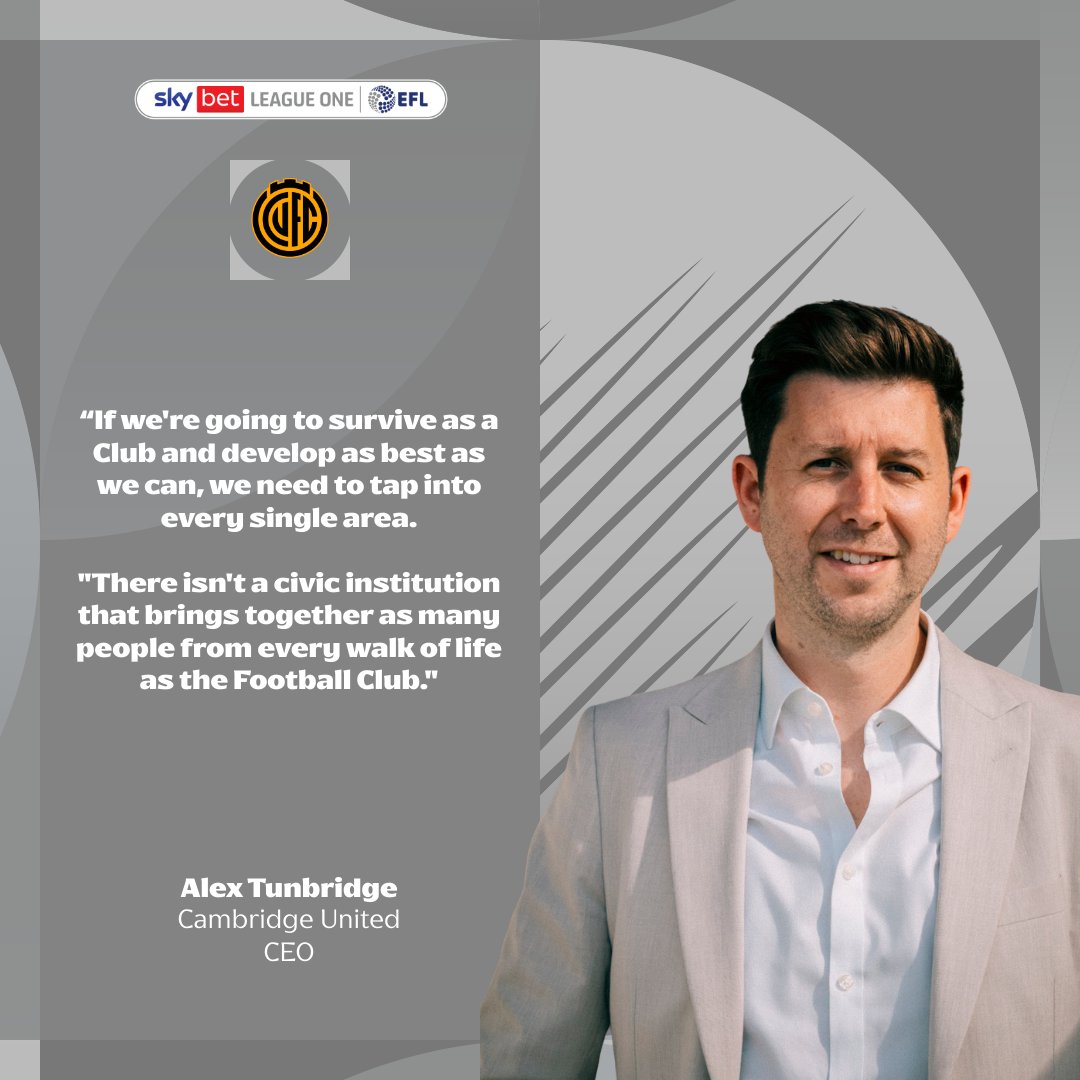 SkyBetLeagueOne's tweet photo. A lesson in sustainable ambition from @CambridgeUtdFC 🌱⚽️

🧱 Investment into Club facilities
🧠 A new football structure
🤝 Stronger links across the city
👦 1 in 3 season ticket holders under 18
📈 Crowds up 58% from pre-COVID levels

🔗 https://t.co/LEuYAXA9EJ

#EFL https://t.co/EtirWocP4c