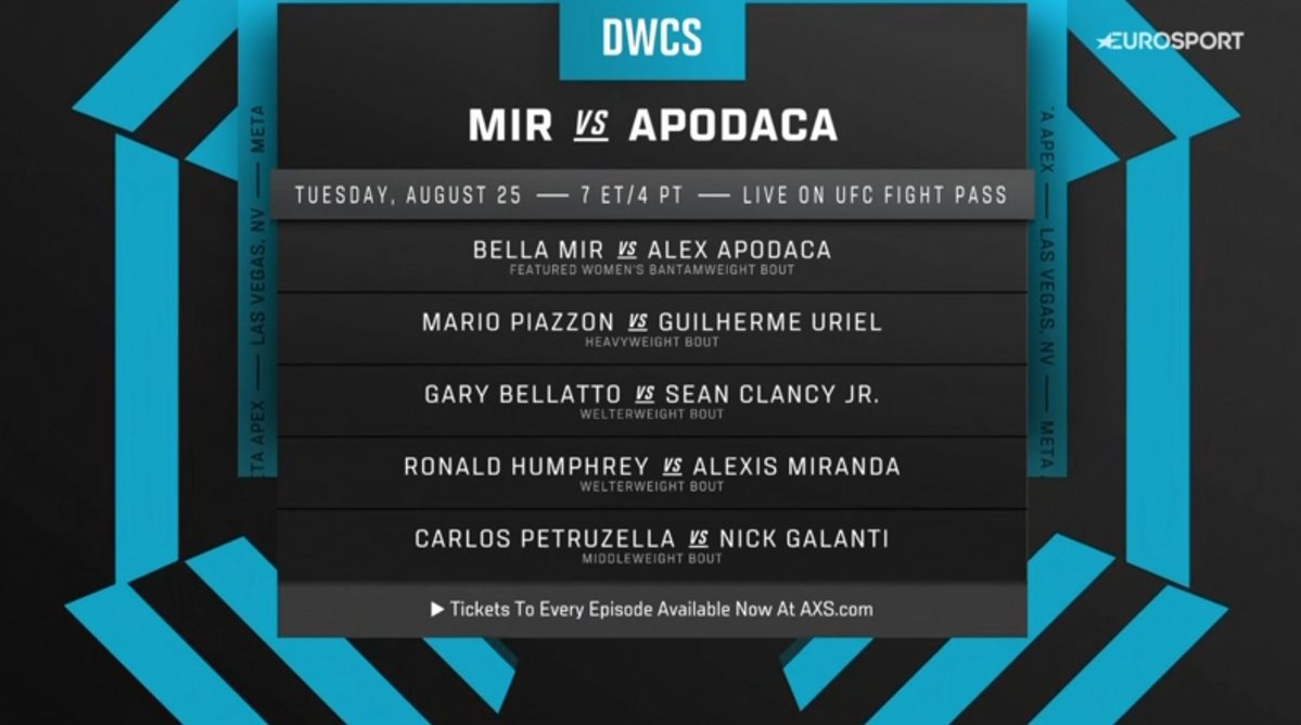 MMA__Matchmaker's tweet photo. DWCS x THE MATCHMAKER
Fighters bios + Predictions
Week 3

DWCS is back, and the search for the next wave of UFC talent begins once again. After another year of memorable performances, shocking finishes, and new names earning their place on the roster, the 2026 season continues with another great night of fights.

With that in mind, let's take a look at Week 3 of DWCS, featuring five matchups and several prospects looking to make their case for a UFC contract.

Season 10 so far : 7-3

#UFC #MMA #DWCS