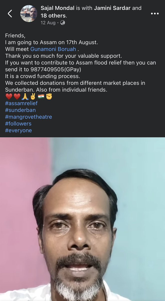 satyanewshi's tweet photo. This man Sajal Mondal from West bengal raised funds &amp; help for Assam flood victims, on reaching assam he was beaten for speaking bangla
Hate &amp; dehumanisation against  bengalis in assam has been normalised https://t.co/YeimC74yCD