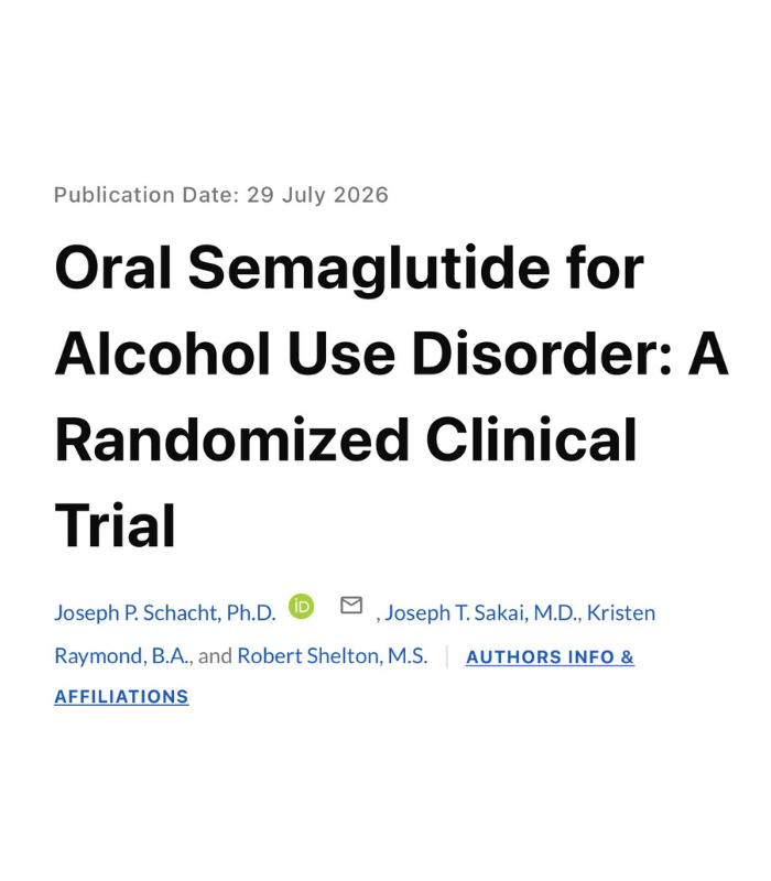 NEW STUDY: Early trial finds GLP-1s can aid alcohol abuse disorders. Researchers at CU Anschutz ran an 8-week trial: 50 adults with alcohol use disorder took either oral semaglutide (the Ozempic pill)