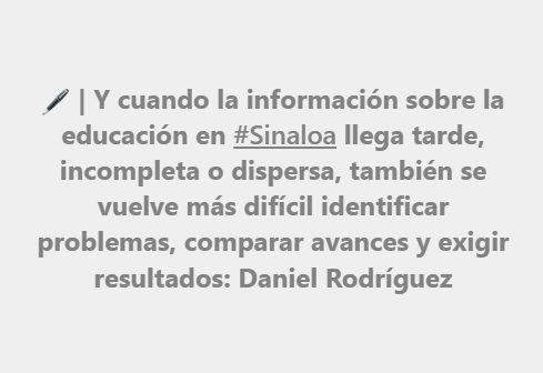 noroestemx's tweet photo. 🖊️ | Transparencia opaca: Lo que aún no sabemos sobre la educación en #Sinaloa, escribe Daniel Rodríguez, de @MexicanosSin1o, sobre la importancia de contar con información oportuna para tomar decisiones
🔗 https://t.co/b3FMfkC4oD https://t.co/1AbQSDd1mD
