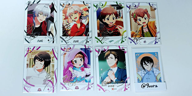 9uore's tweet photo. @0　アイドルマスターSideM Mマス ぱしゃこれ 箔押し レア
求)9弾10弾11弾　桜庭薫　各1枚
譲)10弾：天ヶ瀬冬馬、猫柳キリオ、水嶋咲、山下次郎、牙崎漣
11弾：東雲荘一郎、牙崎漣
箔同士1:1の郵送交換を希望しています。
弾違いの交換可。検索からもお気軽にお声掛けください。 https://t.co/NWgGiuGiQb