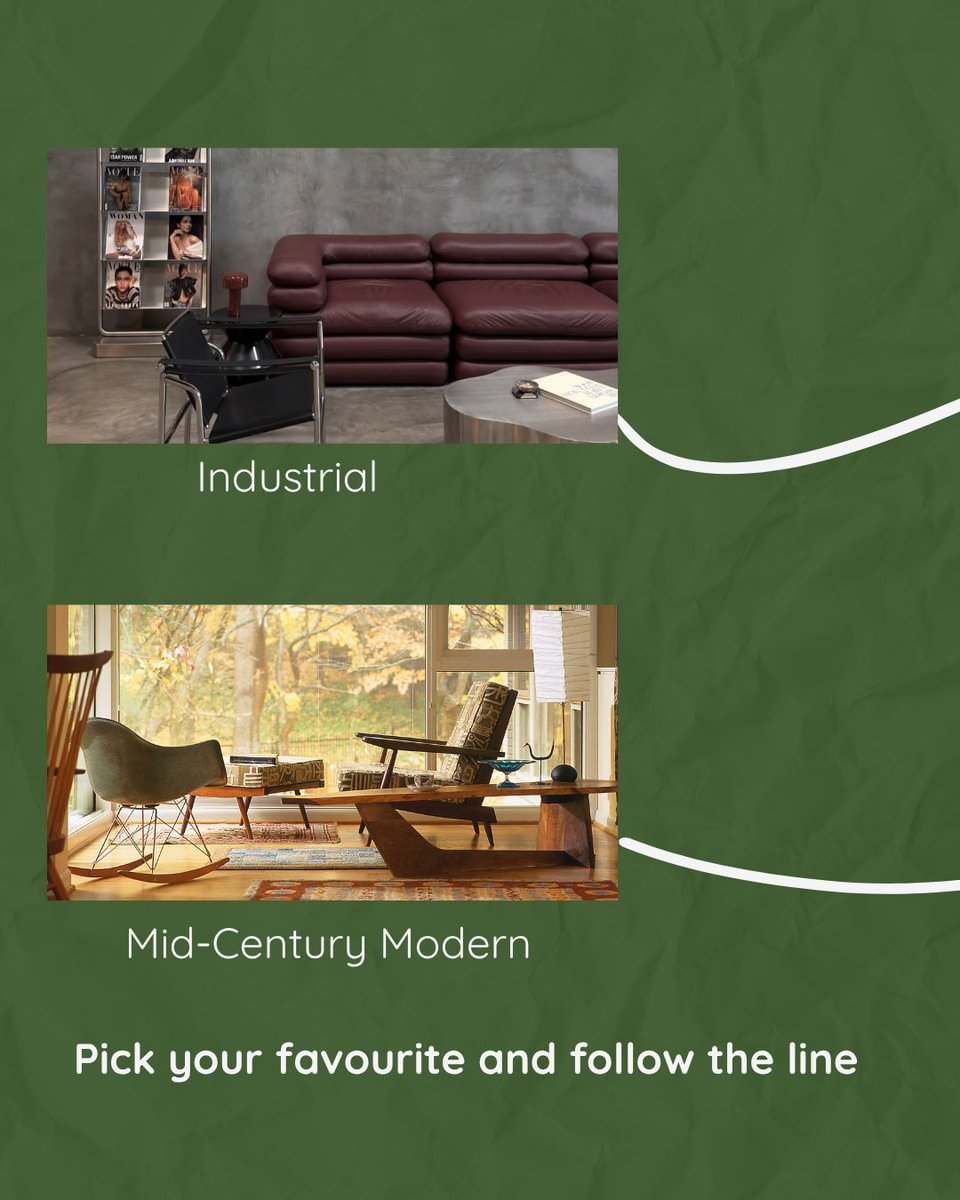 CraftxSpaces's tweet photo. Industrial brings the raw-edge, mid century modern brings warmth. Pick your favourite.

Which one feels more like you? 

For more info- https://t.co/Ro93D3Kvm3

#CraftXSpaces #Bangalore #InteriorDesignBangalore #Industrialstyle #Midcenturymodernstyle https://t.co/tD6fD0aOHs