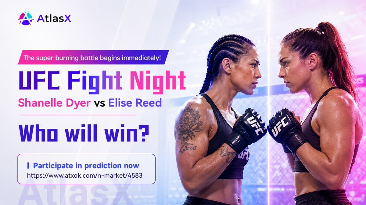Atlasxok's tweet photo. 🥊UFC Fight Night: Shaniek Dell vs. Elise Reed — Who will emerge victorious?
An electrifying showdown—kicking off now!
#UFC

♟Make your prediction here: https://t.co/WFAr9Upkf0 https://t.co/YvR2CXyeud