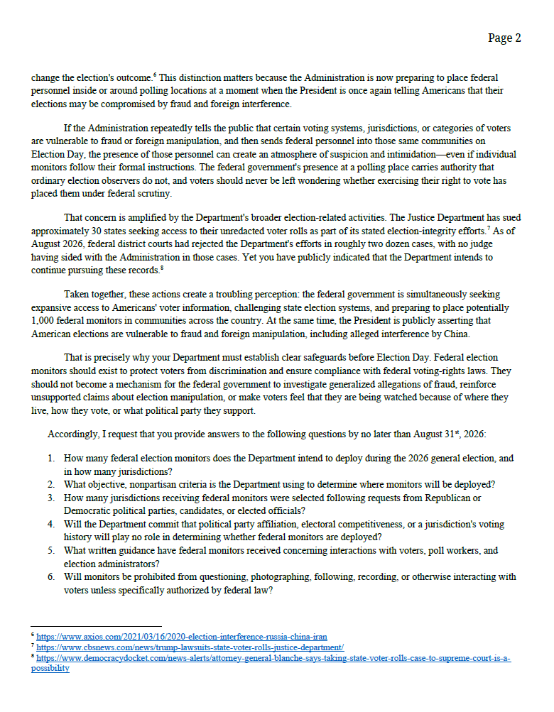 CongressmanRaja's tweet photo. The Trump Administration is preparing to deploy as many as 1,000 federal agents to polling places as Trump spreads baseless claims about election fraud.
I’m sounding the alarm over the risk of voter intimidation and suppression. Americans must be able to vote free from intimidation.