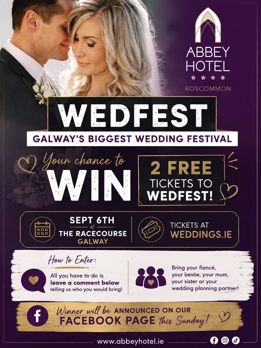 Abbeyros's tweet photo. Head over to our Facebook page to enter our giveaway thanks to WEDFEST GALWAY - don’t forget to pop by and say hello to us at our stand on the day 💍✨💍 https://t.co/NcCJkJlWuB