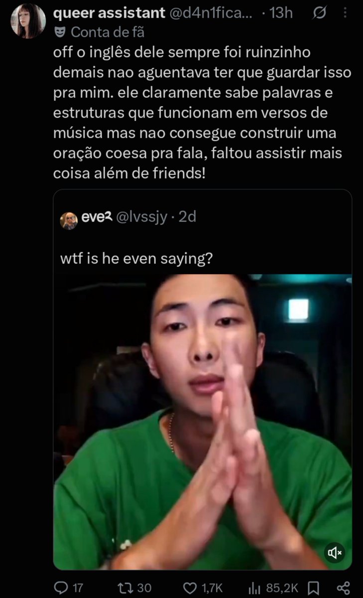 btssence's tweet photo. abriram as portas da xenofobia pqp imagina criticar o inglês de alguém que, além de não ter nascido falando o idioma aprendeu sozinho. levando em conta q falantes de línguas asiáticas tem mais dificuldade pra aprender inglês por causa da "distância linguística" https://t.co/vbLse2TRaI