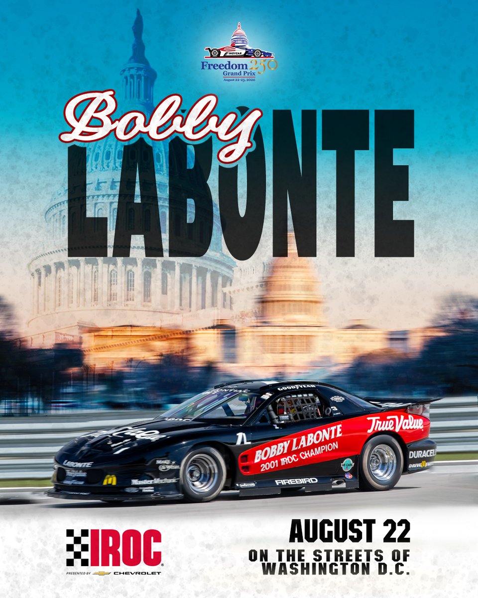 irocofficial's tweet photo. Bobby Labonte (Official Page) is in.
NASCAR Cup Series champion and 2001 IROC champion Bobby Labonte will be racing on the streets of Washington, D.C., TOMORROW! https://t.co/3QtlEp3MlT