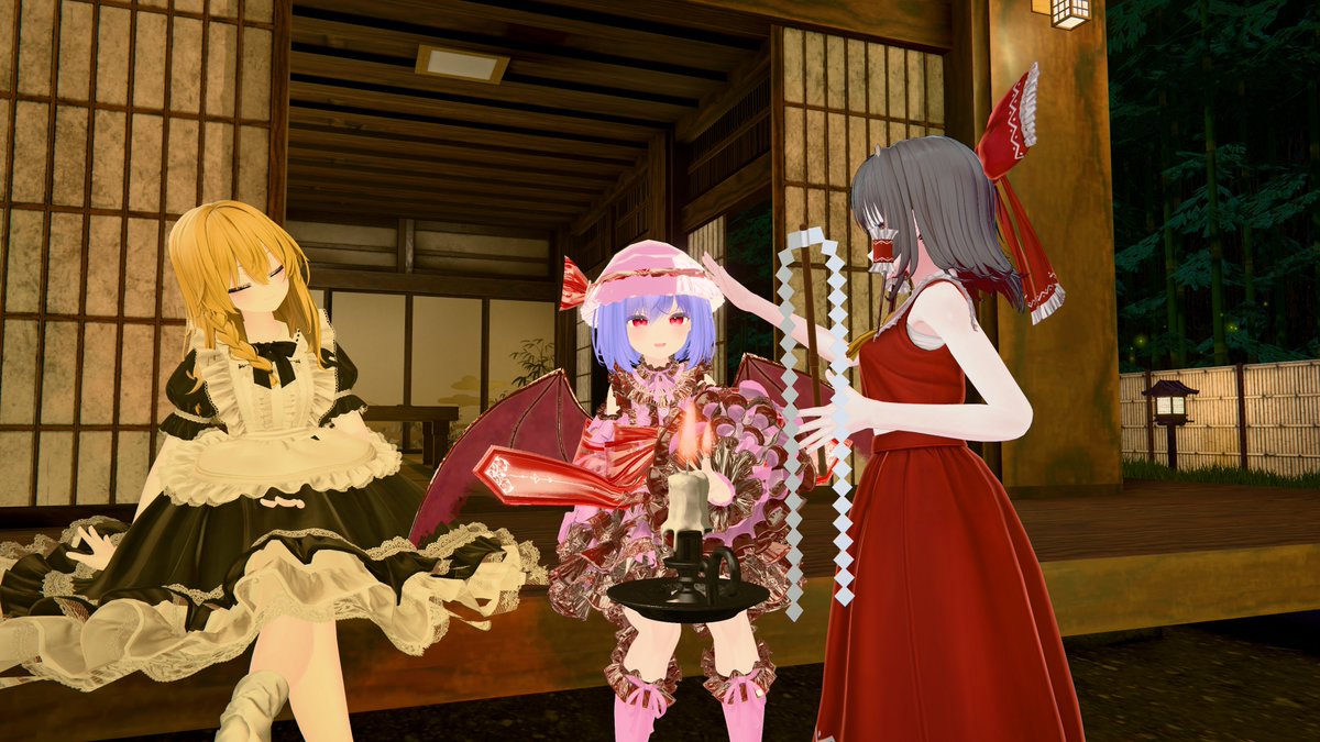 An_vrc42's tweet photo. 東方改変併せ第二弾！
今回は可愛いレミリアと三人で！！！
変わらずハイクオリティなワールドで撮れてとてもとても楽しかったですありがとう～！！！！ https://t.co/JrZPcUORt2