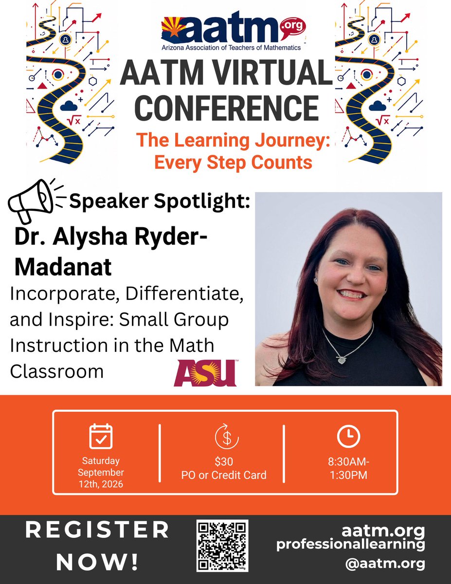 aatm_az's tweet photo. AATM Virtual Conference, The Learning Journey: Every Step Counts
📅 September 12, 2026
⏲️8:30am-1:30pm
 💲 Only $30
🔗 Register now: https://t.co/hmcIU5F0tb https://t.co/5XH4MOG7Nu