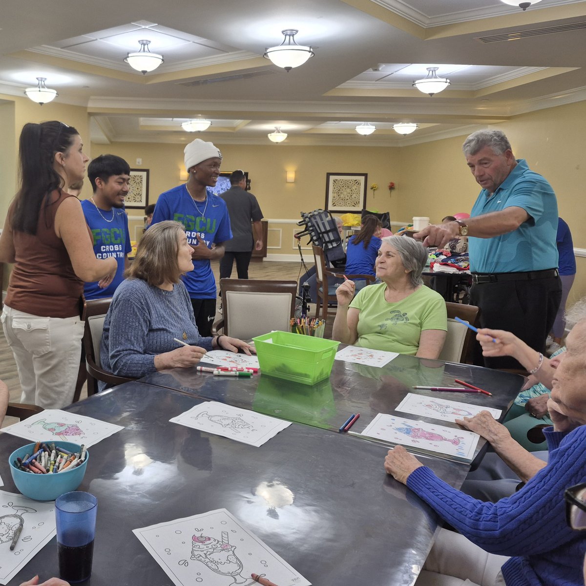 FGCU_XC's tweet photo. Now that everyone is back on campus for the Fall semester, the Eagles took some time out of their schedule to visit the residents of Life Care Center of Estero this week. They played games, shared stories, and enjoyed their sense of community together! 

#WingsUp https://t.co/mGytpGzIJ0