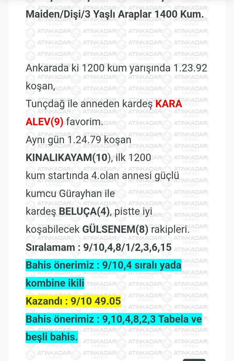tekinilmaz's tweet photo. Agf de 3 ve 7 sıradaki iki safkanı ilk iki sırada önermek
Atların donelerini doğru değerlemek ve koşu olasılıkları icerisinde tasnif etmek.

Bunu yapamıyorsan tahminci değilsin
olamazsın! şablon vermek ile bu iş olmaz çözümleme yapıp yarışseverin elini rahatlatacaksın. https://t.co/MBxqtD6X6V