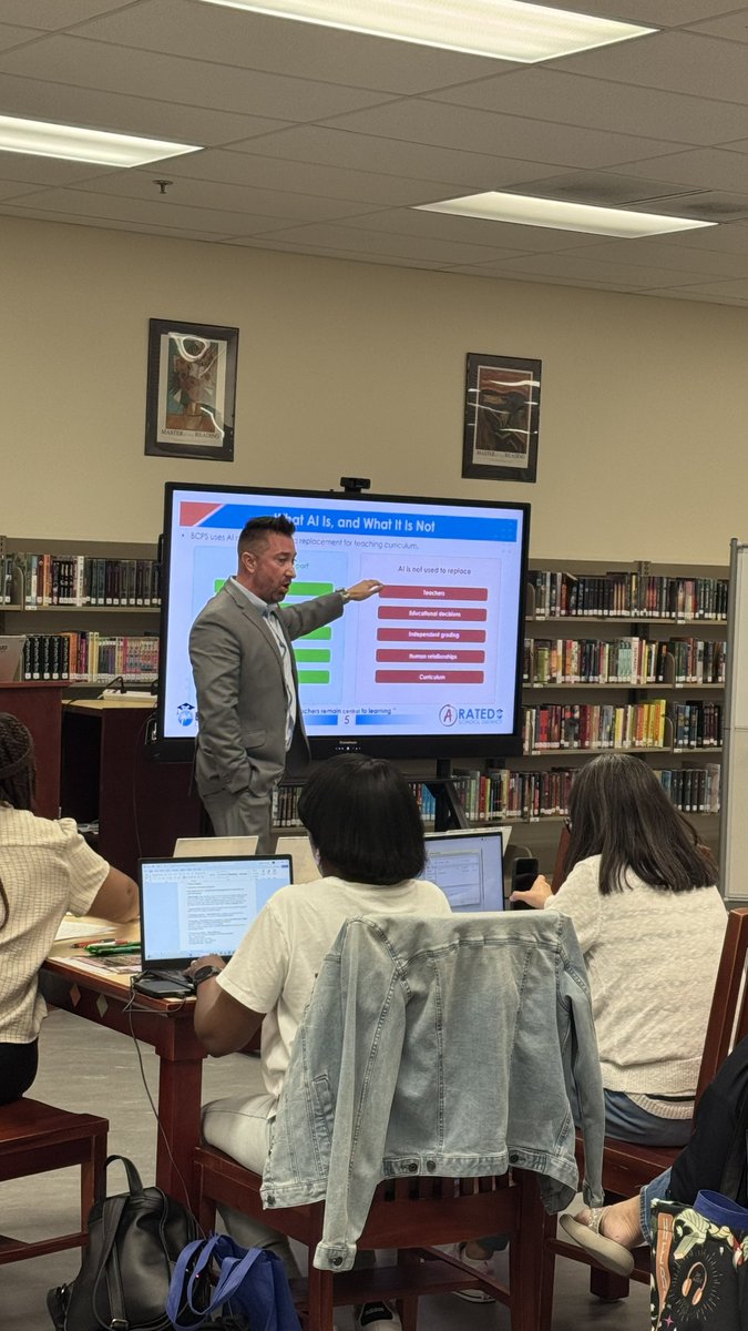 IIandDL's tweet photo. What was planned as a 30-minute presentation turned into a 90-minute conversation about Broward Powered by AI!  Our Director and team engaged in a discussion with parents and school reps about responsible, transparent, human-centered AI in BCPS. #BCPSIIDL #BrowardPoweredByAI https://t.co/kKnaLzi3np