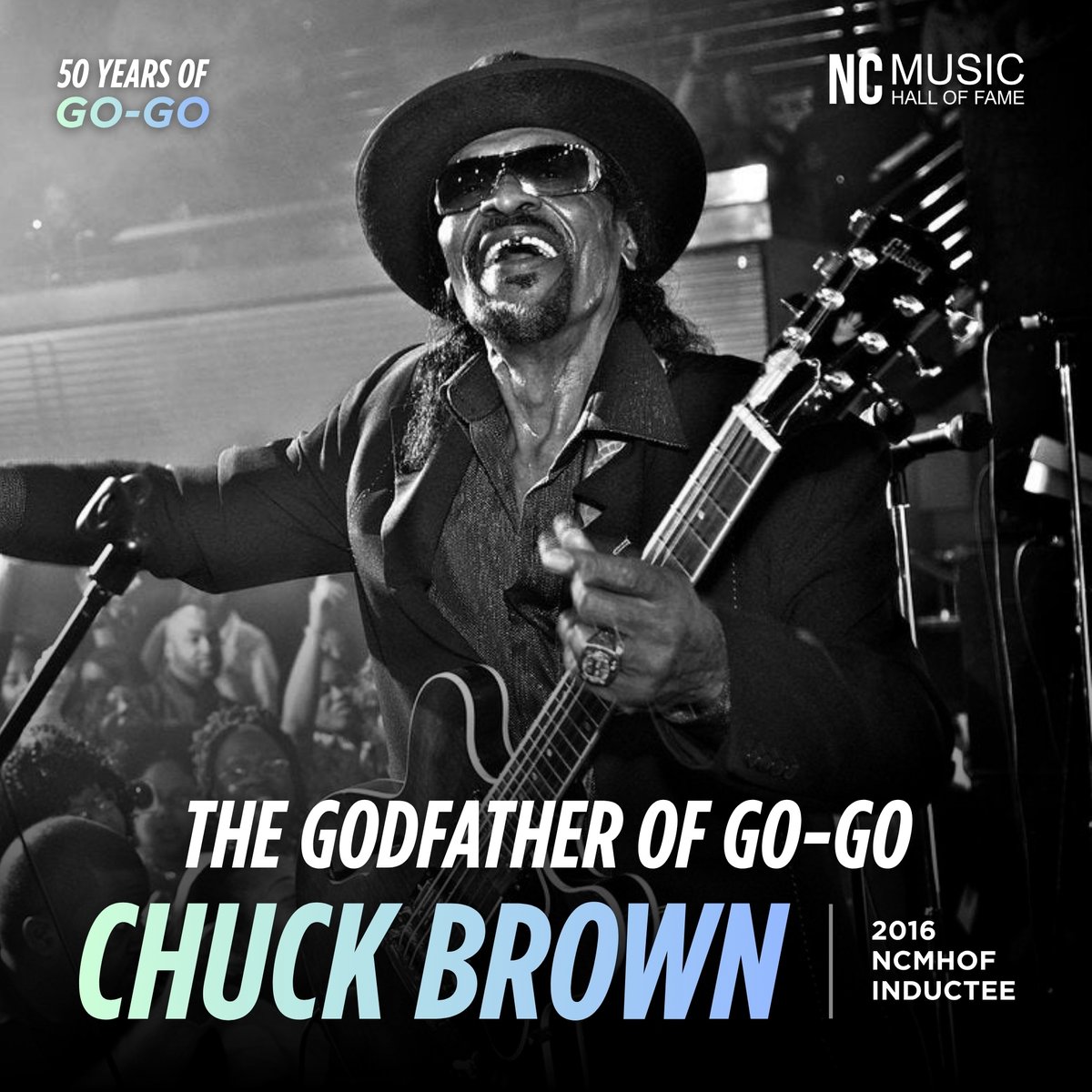 NCMHOF's tweet photo. Born in Gaston, NC, Chuck Brown moved to D.C. as a child and became the Godfather of Go-Go, keeping percussion going between songs so the music never stopped. "Bustin' Loose" helped take the go-go sound national, and Brown was inducted into the NC Music Hall of Fame in 2016. https://t.co/T4LPgYvbx3
