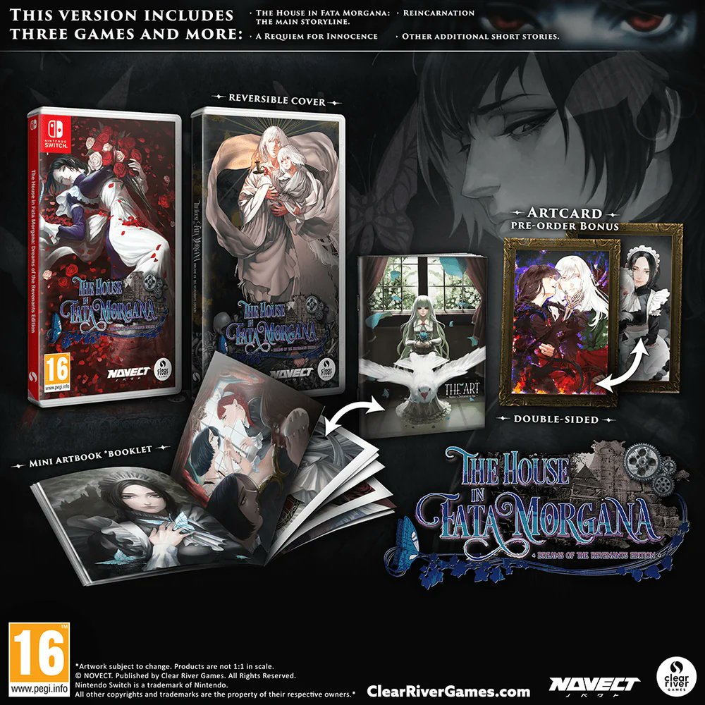 JFG_LeShop's tweet photo. 🚨 NOUVEAUTÉ !

Le chef-d'œuvre absolu du visual novel The House in Fata Morgana: Dreams of the Revenants Edition est dispo sur Nintendo Switch ! 🌹✨

Une histoire gothique inoubliable, une B.O. magistrale et des bonus exclusifs à découvrir.

🛒 https://t.co/1HCD4wU57X https://t.co/7qsaqtBmmN