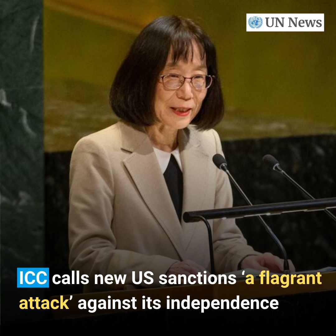 UNGeneva's tweet photo. The @IntlCrimCourt has condemned a new round of US sanctions targeting its President and a senior trial lawyer, calling them “a flagrant attack” on the court. 

@antonioguterres also expressed serious concern over the latest action.

📰 https://t.co/ZTJBWe9nzP https://t.co/wnrlYvNJCd