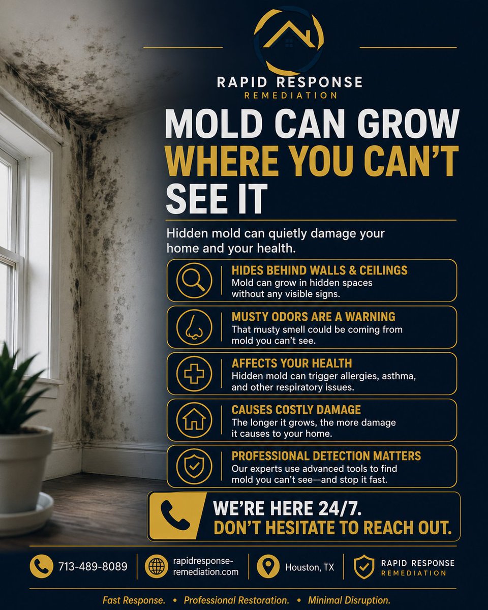 RRRemediation's tweet photo. Mold that's unseen can cause serious issues 🦠 We're here 24/7, don't hesitate to reach out! 

📞 713-489-8089
🌐 https://t.co/mIjNM0aE61
📍 Houston, TX

#mold #rapidresponse #restoration #remediation #houston https://t.co/5Um0XH6brs