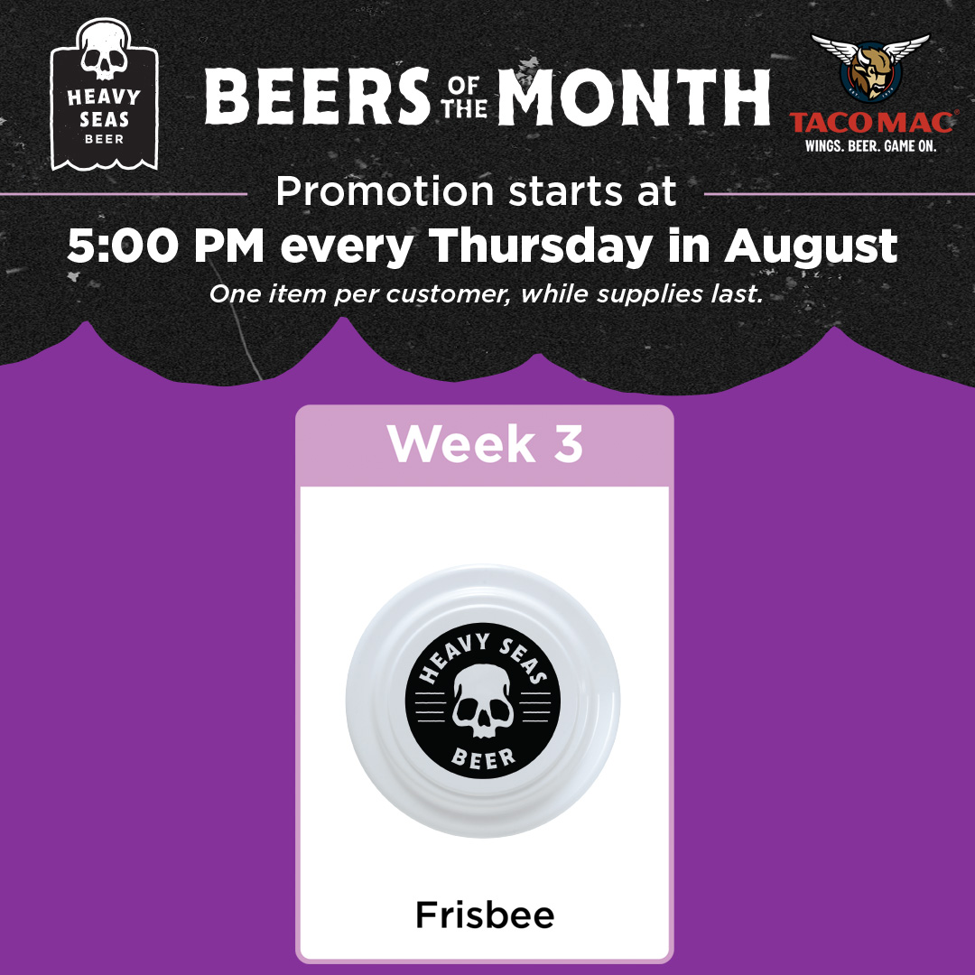 tacomacofficial's tweet photo. 🥏 Week 3 is flying in!

Join us tonight at 5 PM for Heavy Seas Pint Night and score a FREE Heavy Seas Frisbee with your featured beer.

Perfect for the park, the beach, or your next backyard hangout. 🍻

One item per customer. While supplies last. https://t.co/gcE1fsYJeU