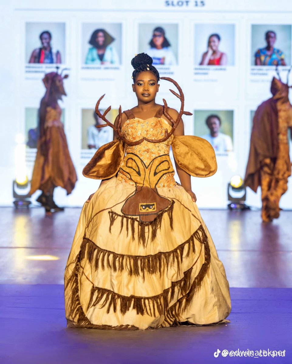 accratechuni's tweet photo. Meet Sophia Odobeng Mensah, ATU’s Overall Best Fashion Designer. 

Inspired by  Aboakyer Festival of her native Effutu heritage, Sophia transformed the deer, its form, colours and symbolism into a striking contemporary collection.

This is what fashion education looks like at ATU https://t.co/ek6SCQLEw8