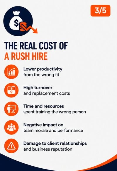 expressconnect's tweet photo. Recruitment Question #12

Why shouldn’t I hire just because I urgently need someone?
Because urgency can make you:
❌ Lower your standards
❌ Ignore red flags
❌ Skip screening
❌ Hire the first available person
And a rushed hire can become an expensive replacement.

#Recruitment https://t.co/13vrjXm31k