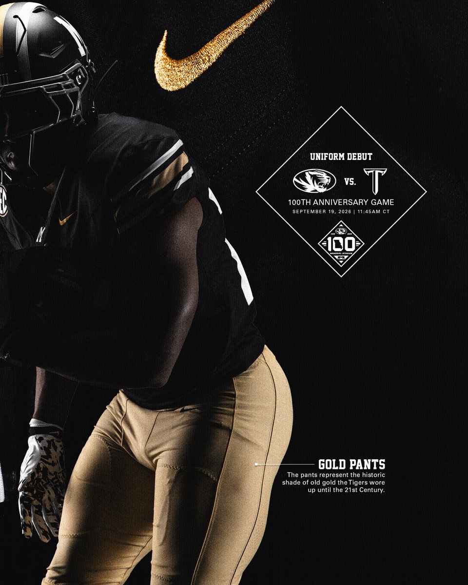MizzouFootball's tweet photo. The details behind the 100th Anniversary edition uniforms 🔎 https://t.co/fOjgrVDhzS